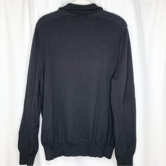 Banana Republic XL Mens Black 100% Wool Quarter Zip Sweater Excellent Condition - Picture 3 of 7